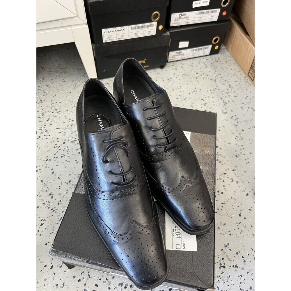 US11 CHAMARIPA Elevator Shoes Men Black Dress Shoes Increase 7cm/2.76 Inch